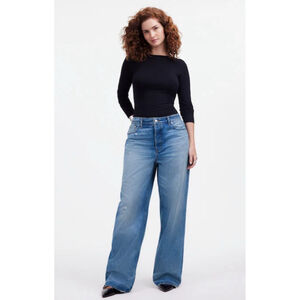 Madewell Curvy Low Slung Baggy Wide Leg Jeans Hamburg Wash Size 26